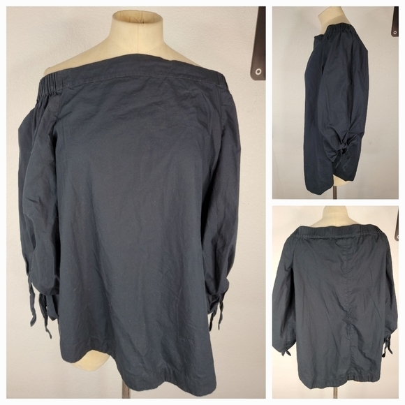 Free People Tops - Free People Sz M Show Me Some Shoulder Tunic Top Off Shoulder Black OB481320